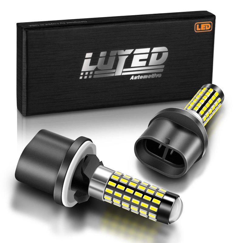 LUYED 880 LED Fog Lights Bulb 400% Brightness 886 890 892 893 LED Bulb with Projector for DRL or Fog Lights,Xenon White,Pack of 2 - Image 1